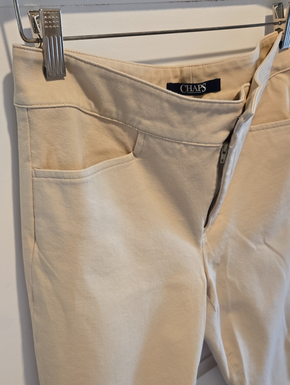 Chaps Cream Stretch Twill Capris